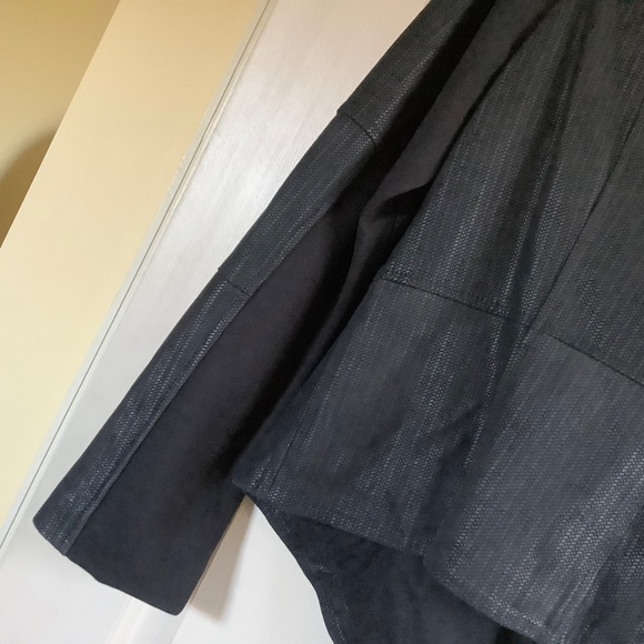 G.I.L.I Open Front Tonal Printed Leather Jacket with Pockets Black SZ 14 - Picture 10 of 16